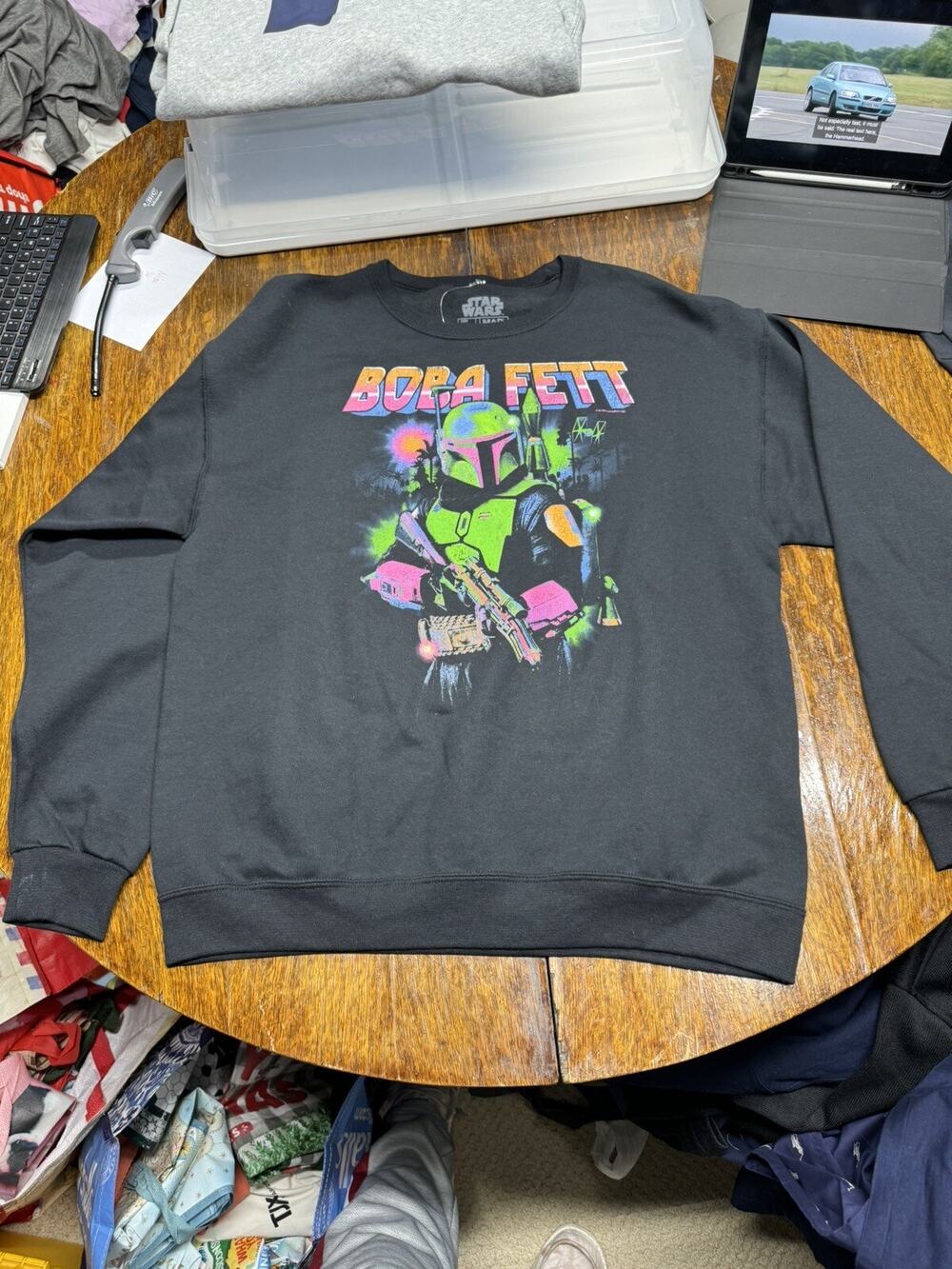 Disney Star Wars Mandalorian Boba Fett Sweatshirt Men Large Graphic Sweater